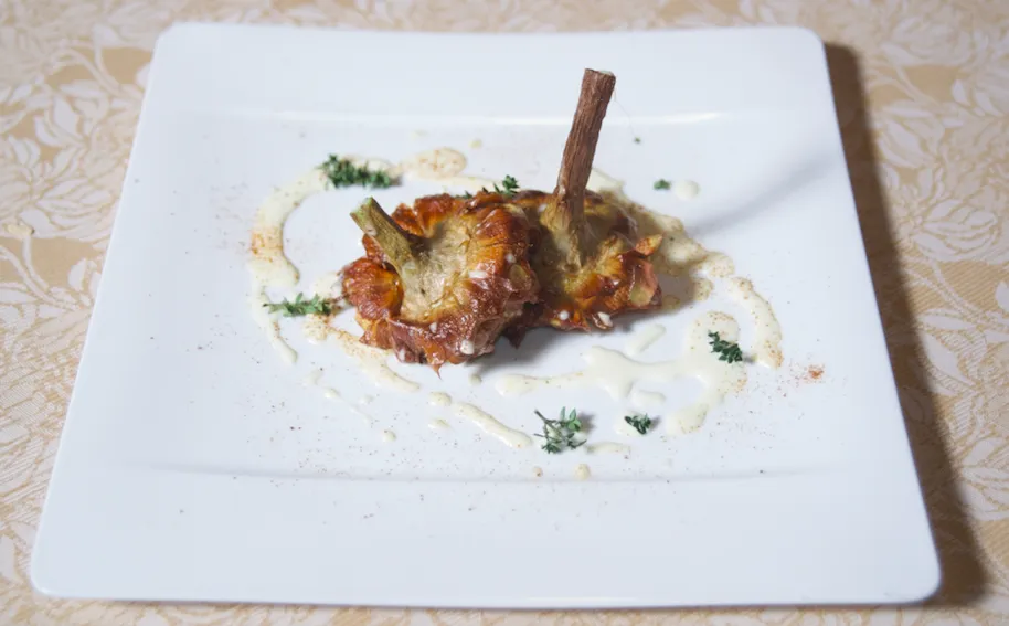 Carciofo alla Giudia con crema di Pecorino
